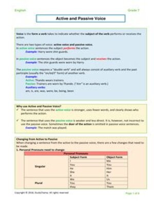 cover image of Grade 7 English: Active and Passive Voice